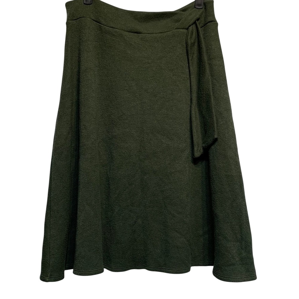 nlt Knit Midi Skirt XLP Olive Green A-Line Side Tie Textured Cozy Fall Academic